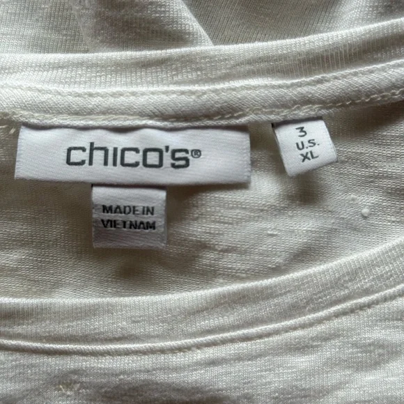 NWT Chico’s Women’s Linen Cut Out Sleeve Tee - Picture 3 of 10